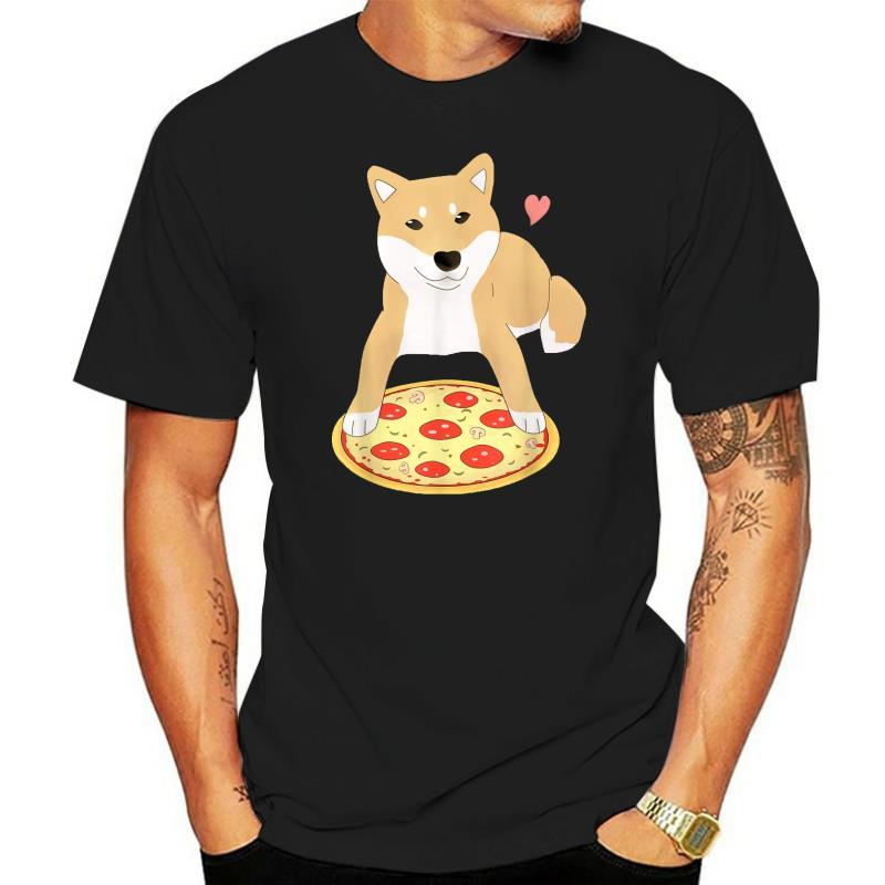 Pizza Shiba Inu Dog Heart T-Shirt – Cute Cotton Short Sleeve Tee