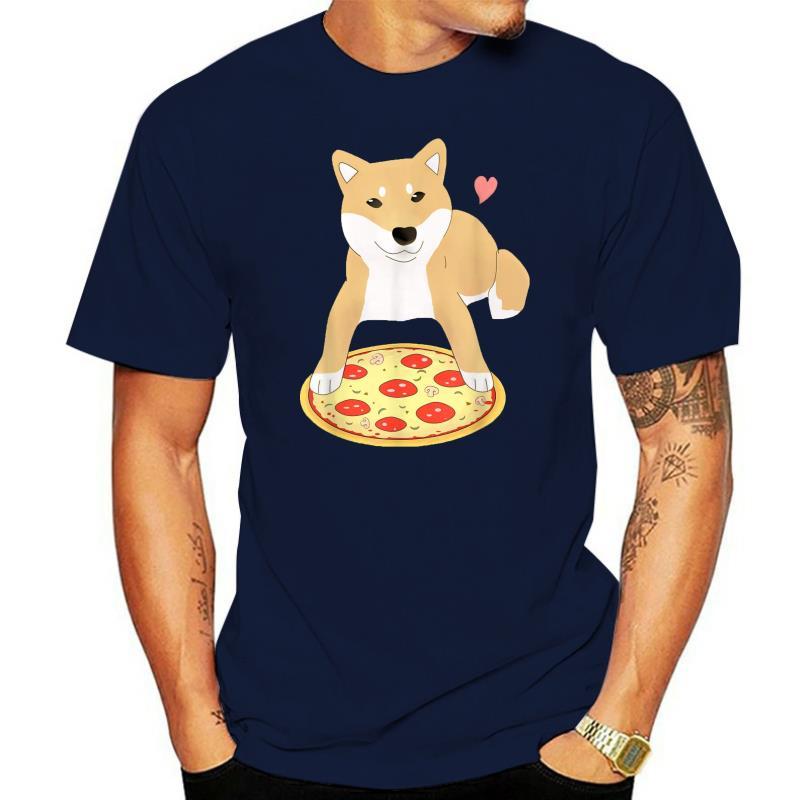 Pizza Shiba Inu Dog Heart T-Shirt – Cute Cotton Short Sleeve Tee