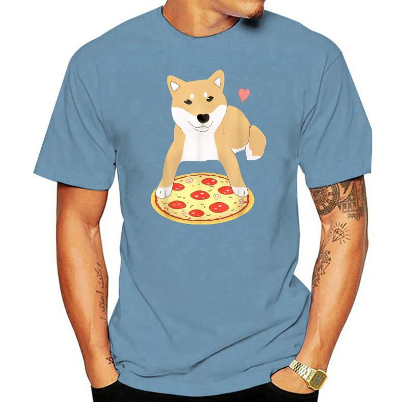 Pizza Shiba Inu Dog Heart T-Shirt – Cute Cotton Short Sleeve Tee