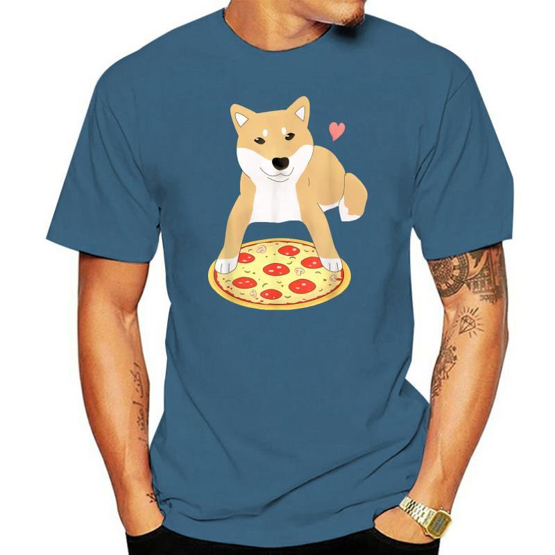 Pizza Shiba Inu Dog Heart T-Shirt – Cute Cotton Short Sleeve Tee