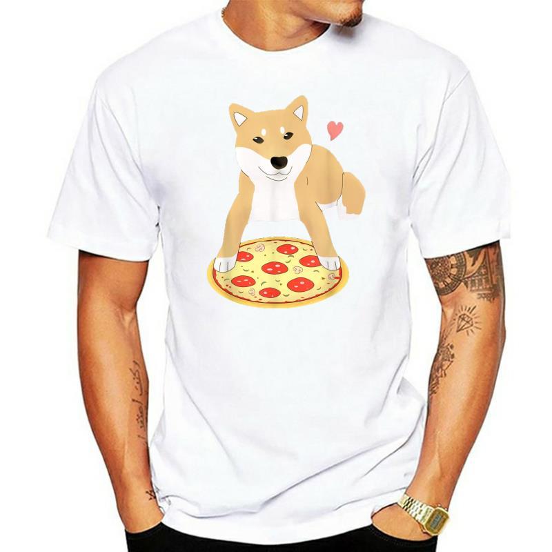 Pizza Shiba Inu Dog Heart T-Shirt – Cute Cotton Short Sleeve Tee