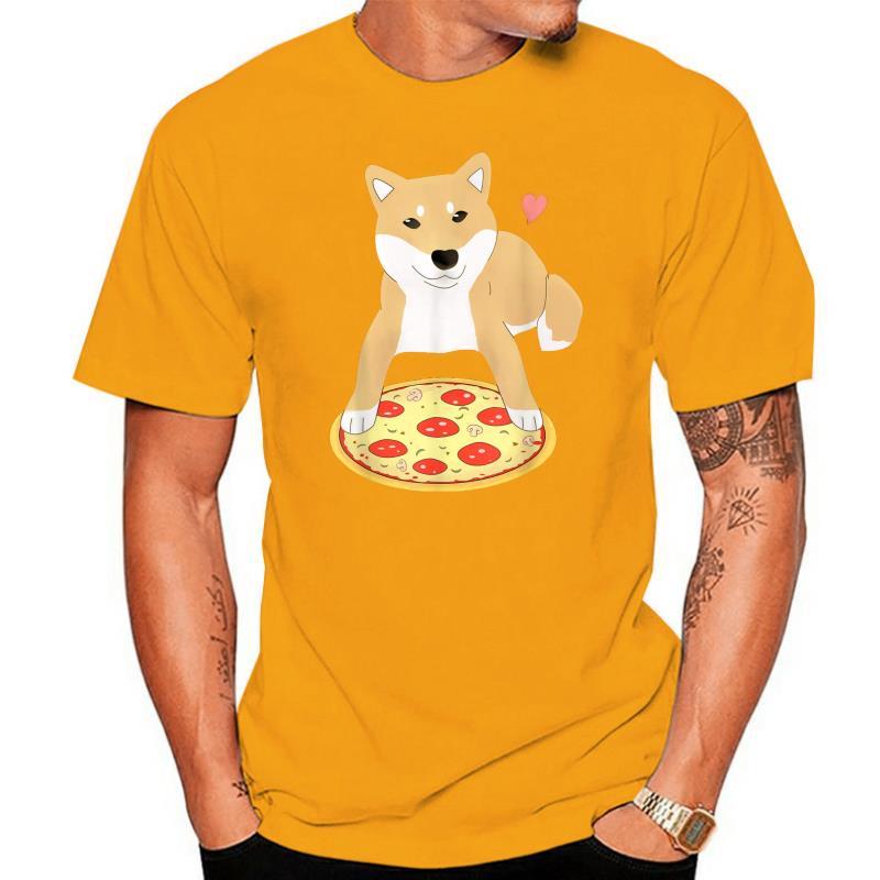 Pizza Shiba Inu Dog Heart T-Shirt – Cute Cotton Short Sleeve Tee